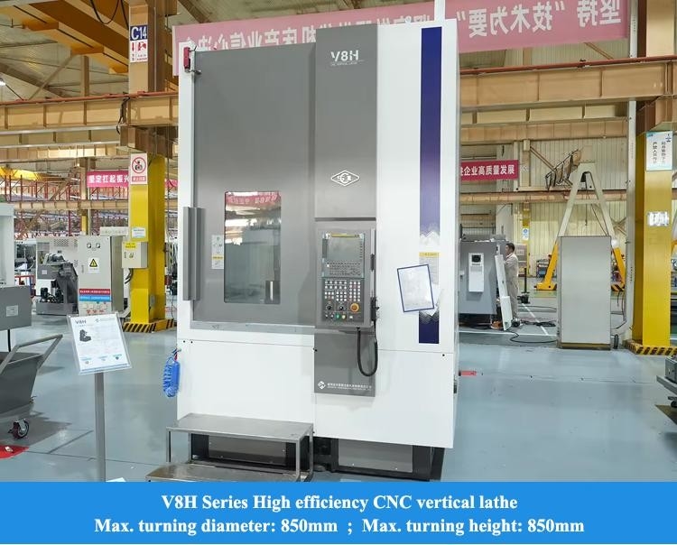 Grote metalen verticale CNC-draaibank V8H Max. snijhoogte 850mm Fanuc CNC frees verticale draaibank