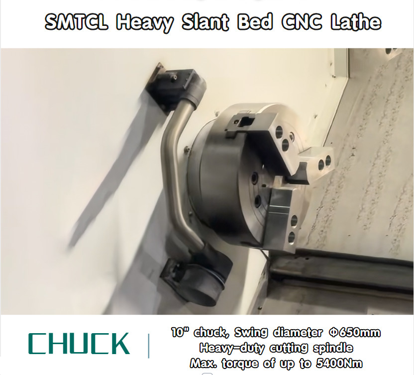Universele CNC-horizontale draaibank HTC50Q High Torque Spindle SMTCL Zware Slant Bed CNC-draaibank
